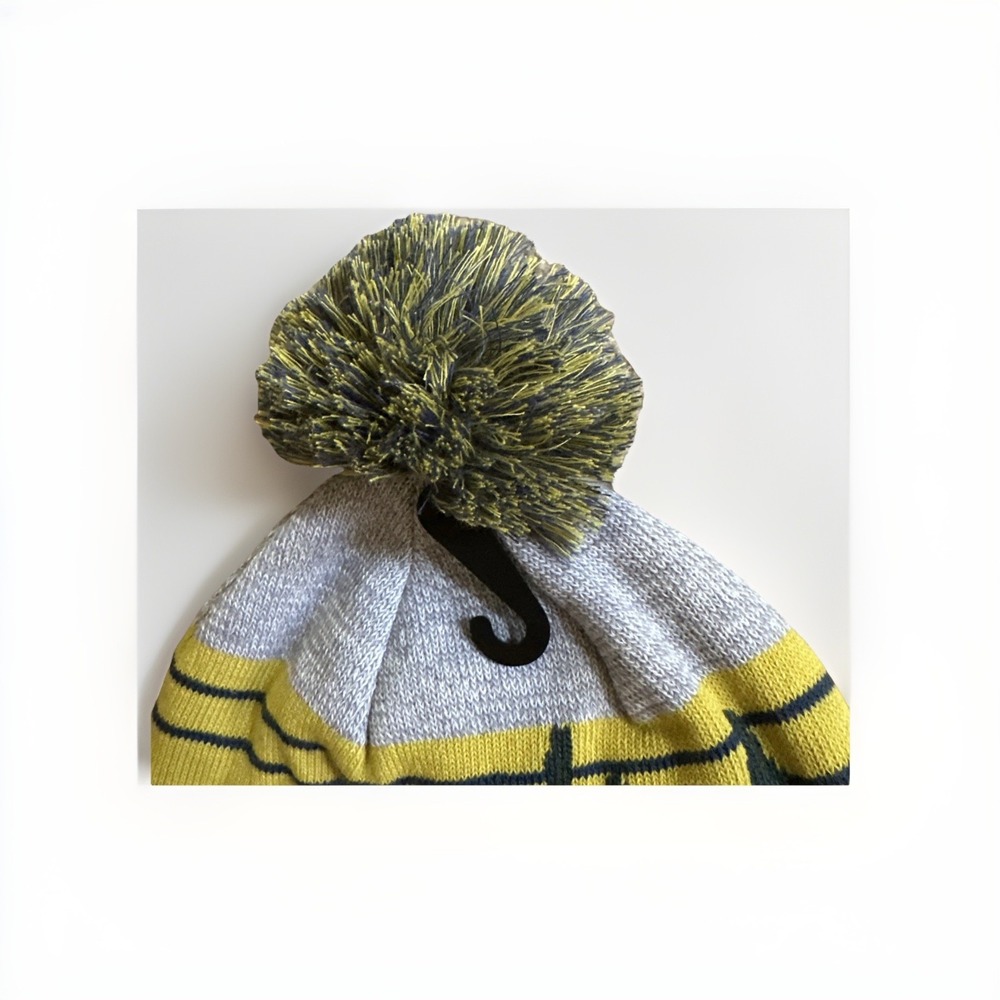 NWT L.L. Bean KATAHDIN Pom Graphic Hat Beanie Gray Blue Green Mts &‎ Trees - Picture 4 of 13